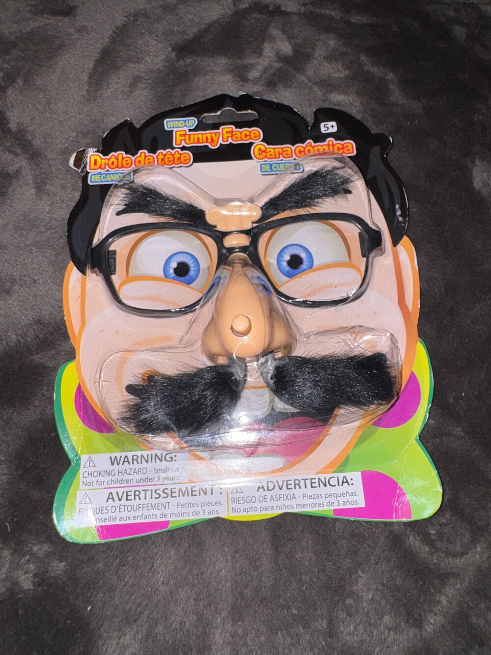 Toysmith 1982M Wind-up Funny Face Novelty Glasses with Nose Mustache 5+